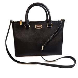 Michael Kors Kellen Medium Bag Black Leather Satchel EUC